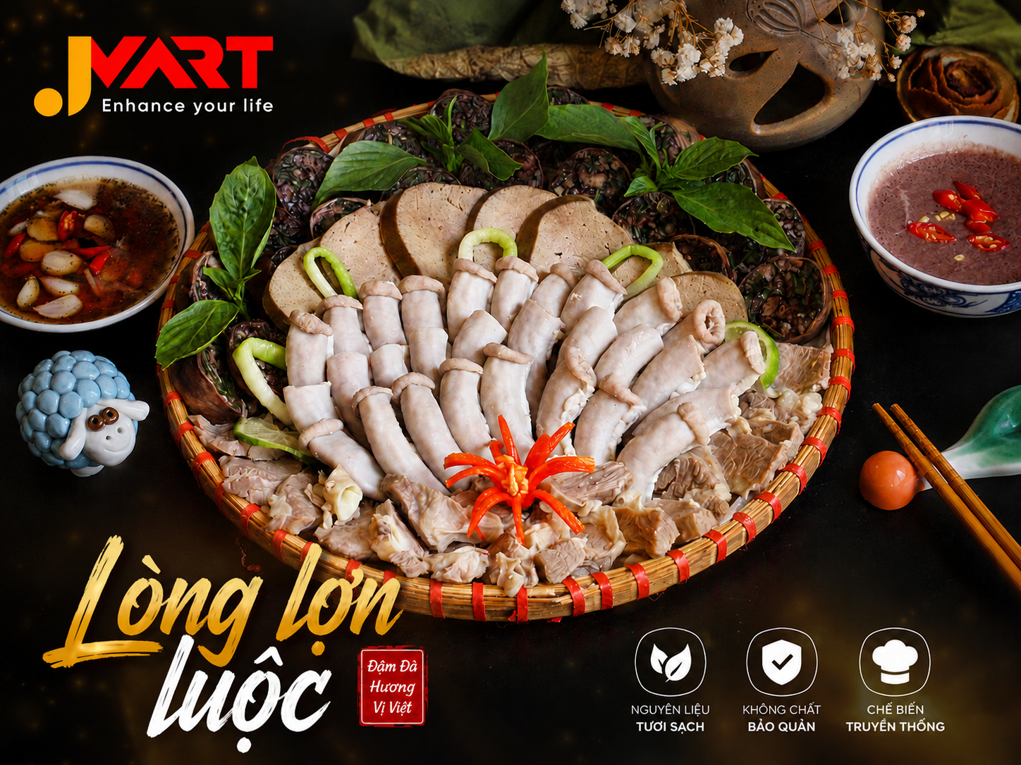 lòng lợn luộc'
